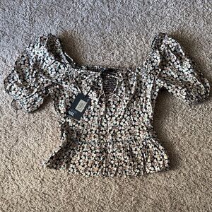 PAIGE Black and Cream Floral Blouse